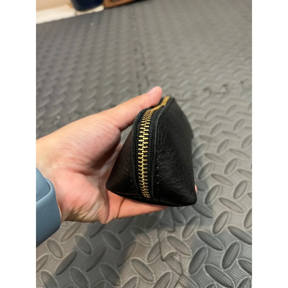 Portland Leather Goods Sidekick Pouch Pencil Case Black Pebbled Leather Zipper